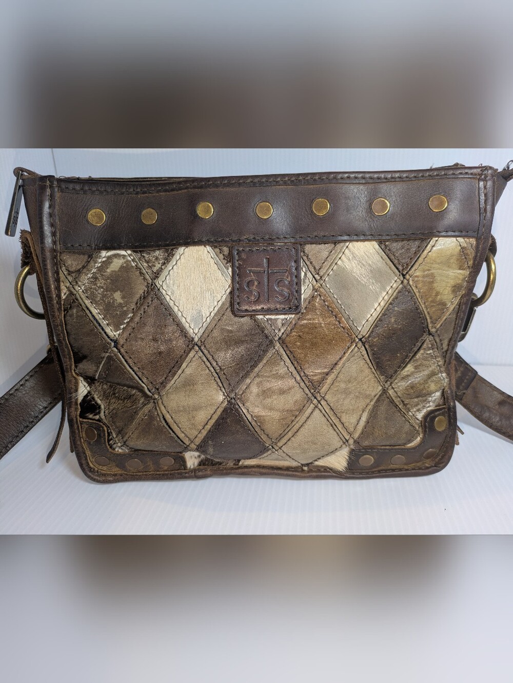 STS Ranchwear Hair On Hide Patchwork Leather Crossbody Bag Western Purse